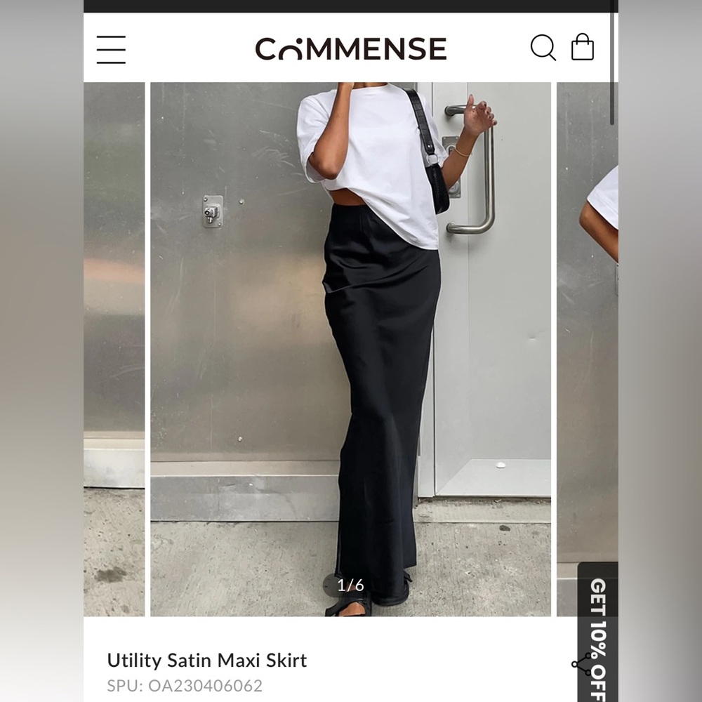 Commense Black Maxi Satin Skirt - Picture 3 of 3